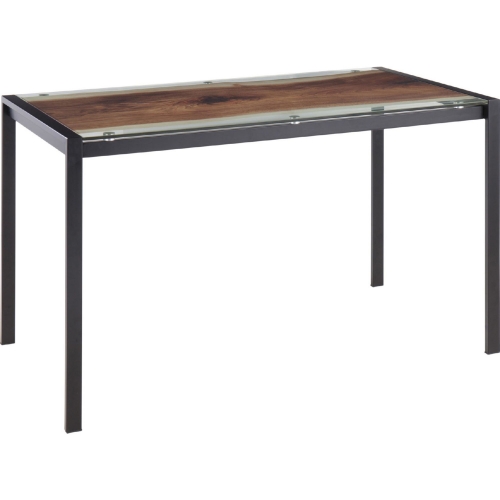 Live Edge 50" Dining Table in Black Steel with Printed Glass Top